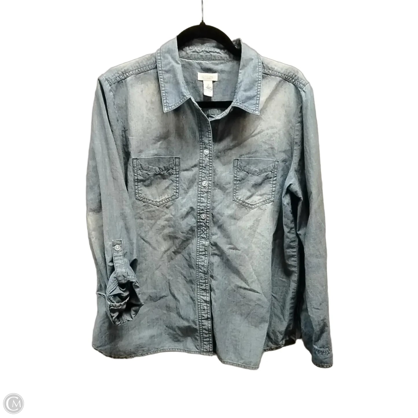 Blouse Long Sleeve By Chicos In Blue, Size: L