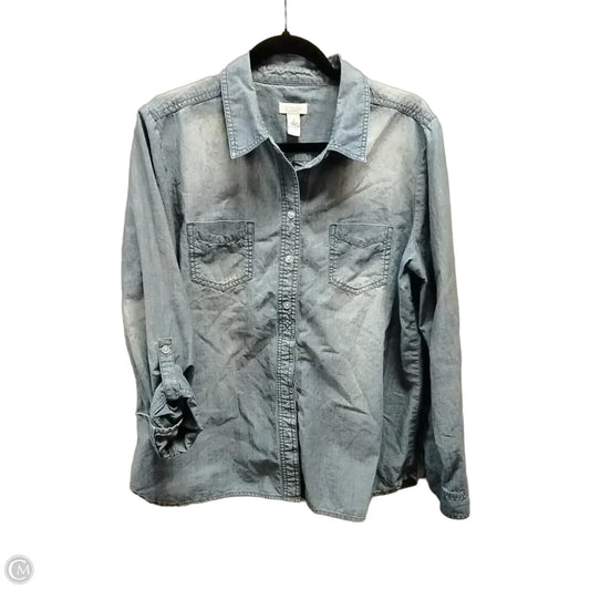 Blouse Long Sleeve By Chicos In Blue, Size: L