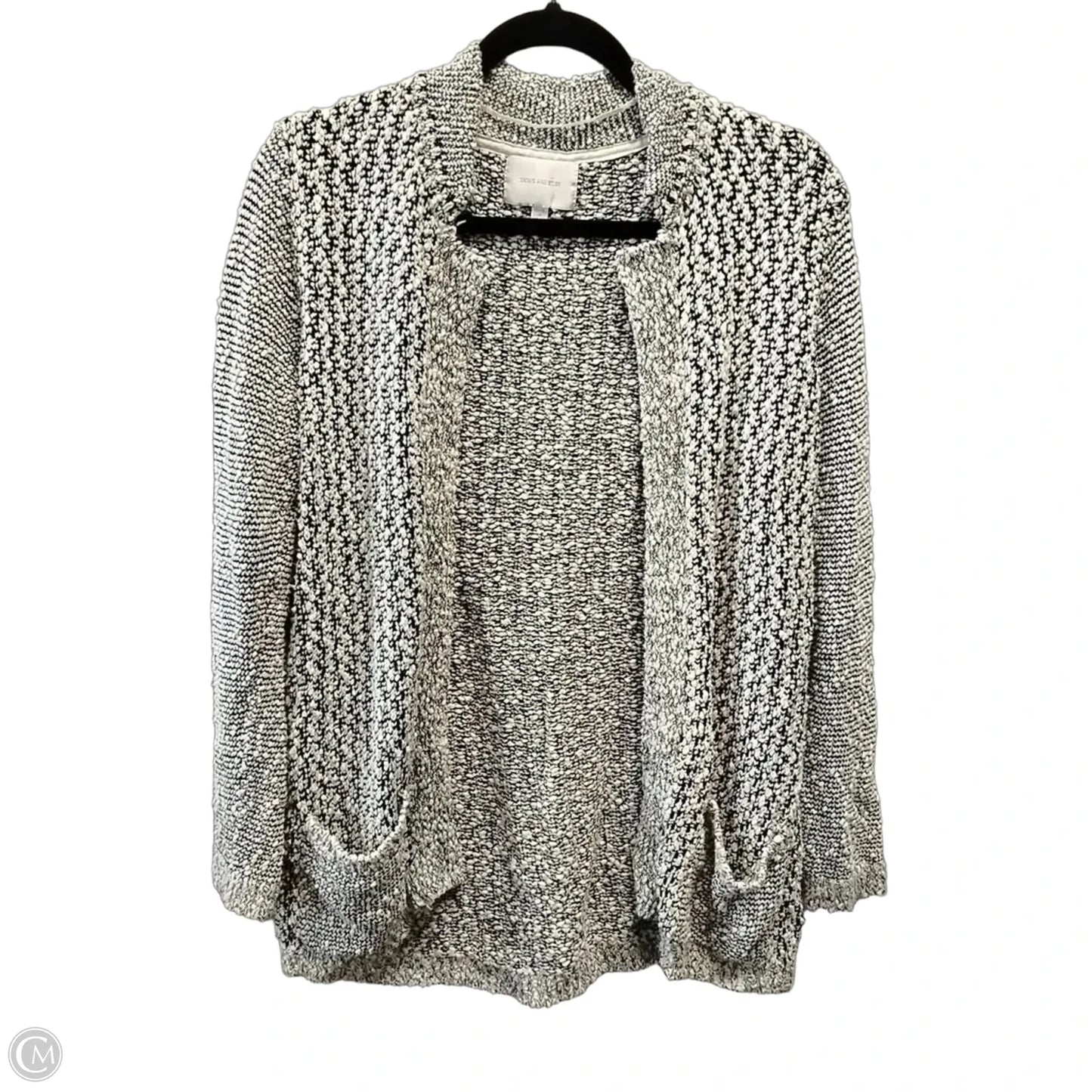 Sweater Cardigan By Skies Are Blue In Cream & Grey, Size: M