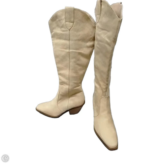 Boots Knee Heels By Cme In Tan, Size: 8.5