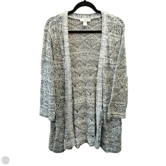 Sweater Cardigan By Cj Banks In Blue & White, Size: 2x