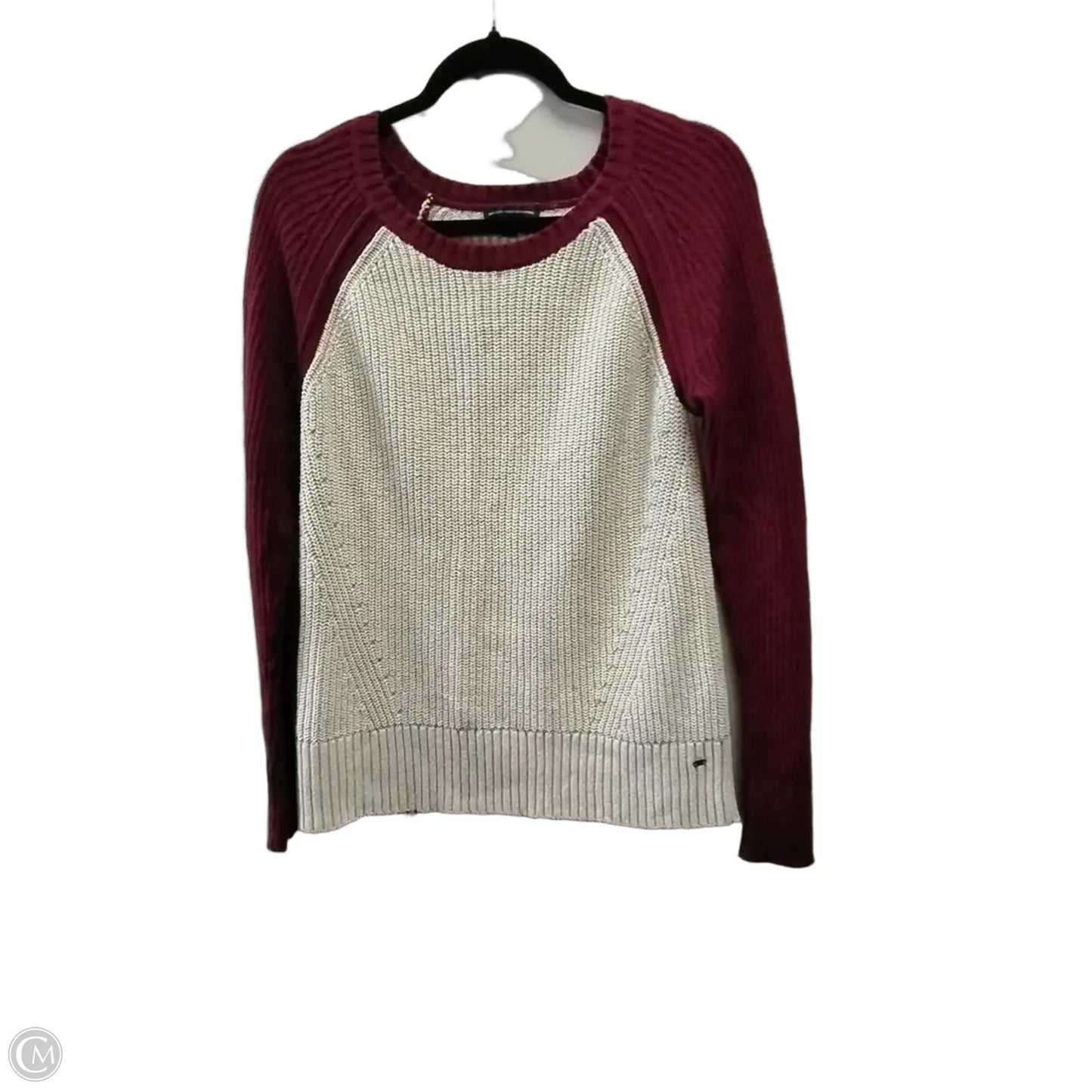 Sweater By American Eagle In Cream & Purple, Size: M