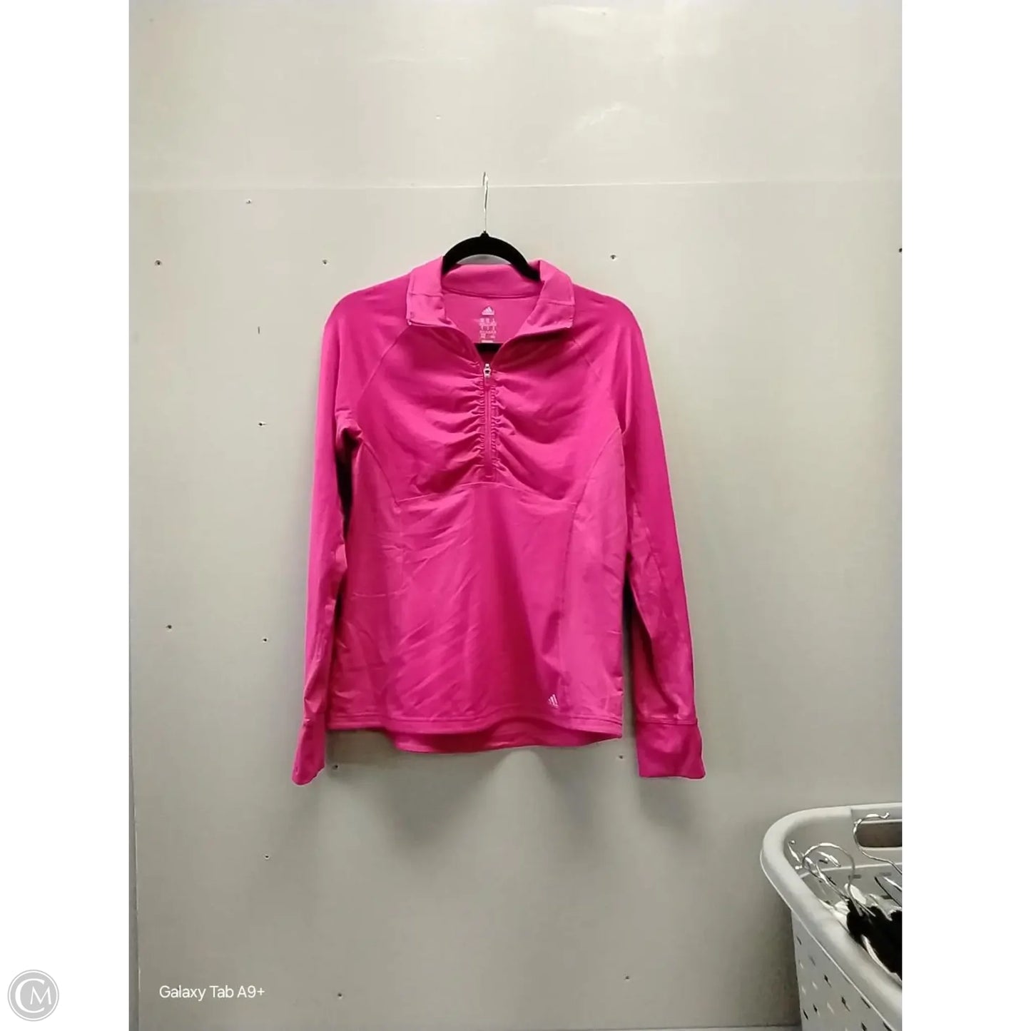 Athletic Top Long Sleeve Collar By Adidas In Pink, Size: M