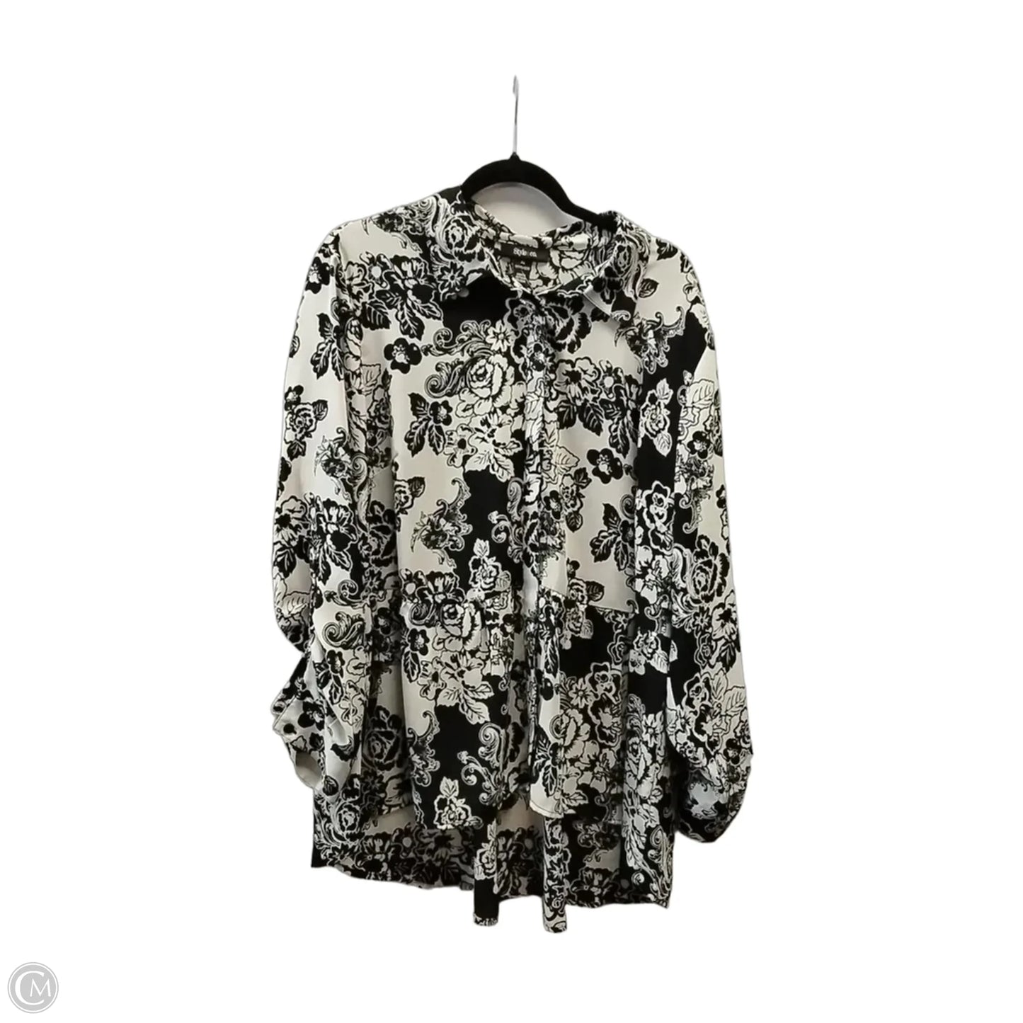 Blouse Long Sleeve By Style And Company In Black & White, Size: Xl