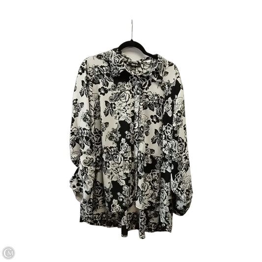 Blouse Long Sleeve By Style And Company In Black & White, Size: Xl