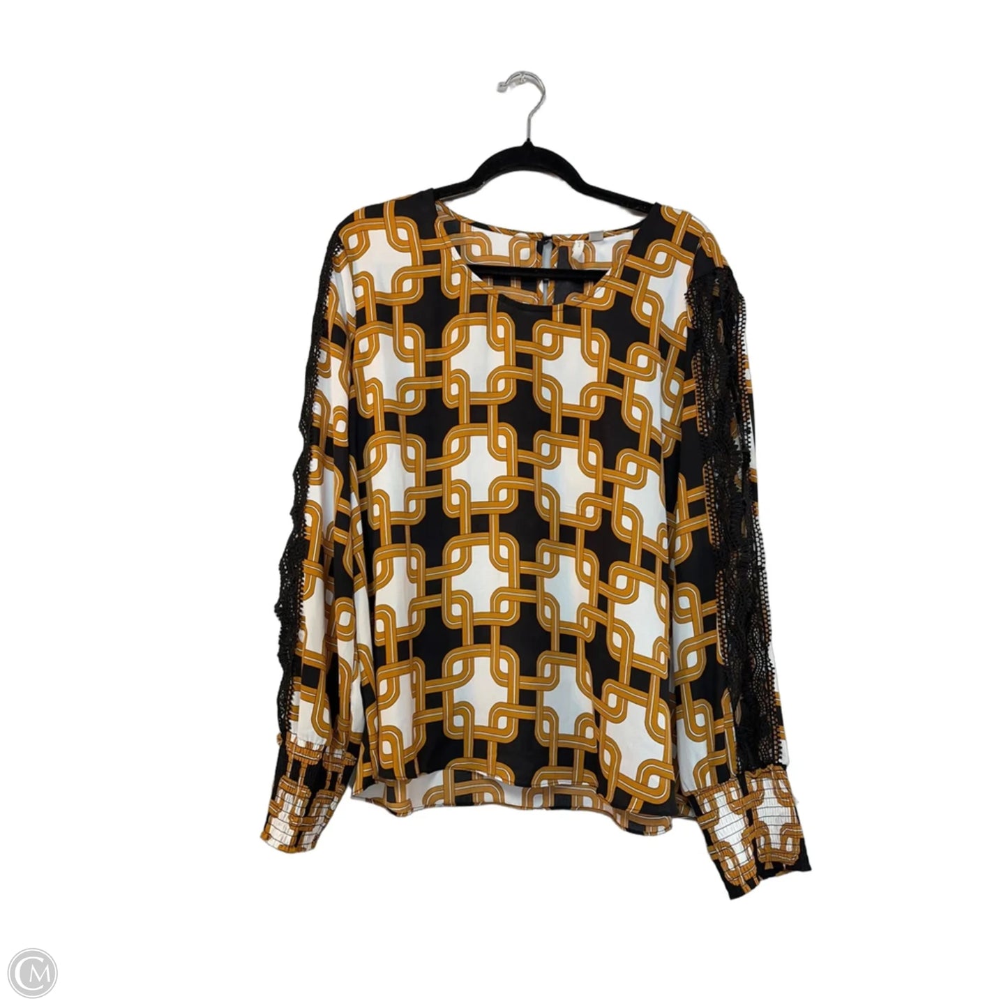 Blouse Long Sleeve By Cato In Geometric Pattern, Size: Xl
