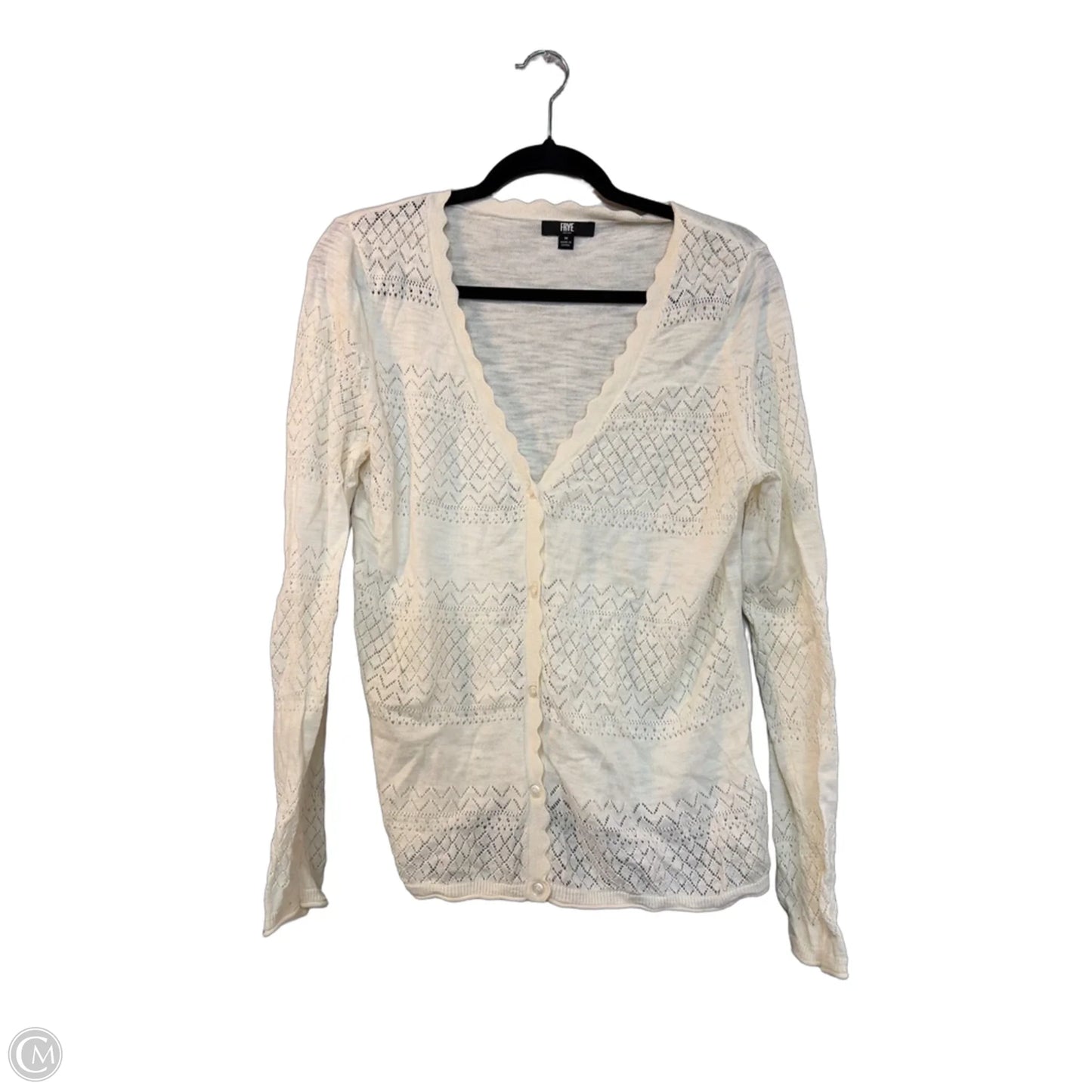 Sweater Cardigan Designer By Frye In Beige, Size: M