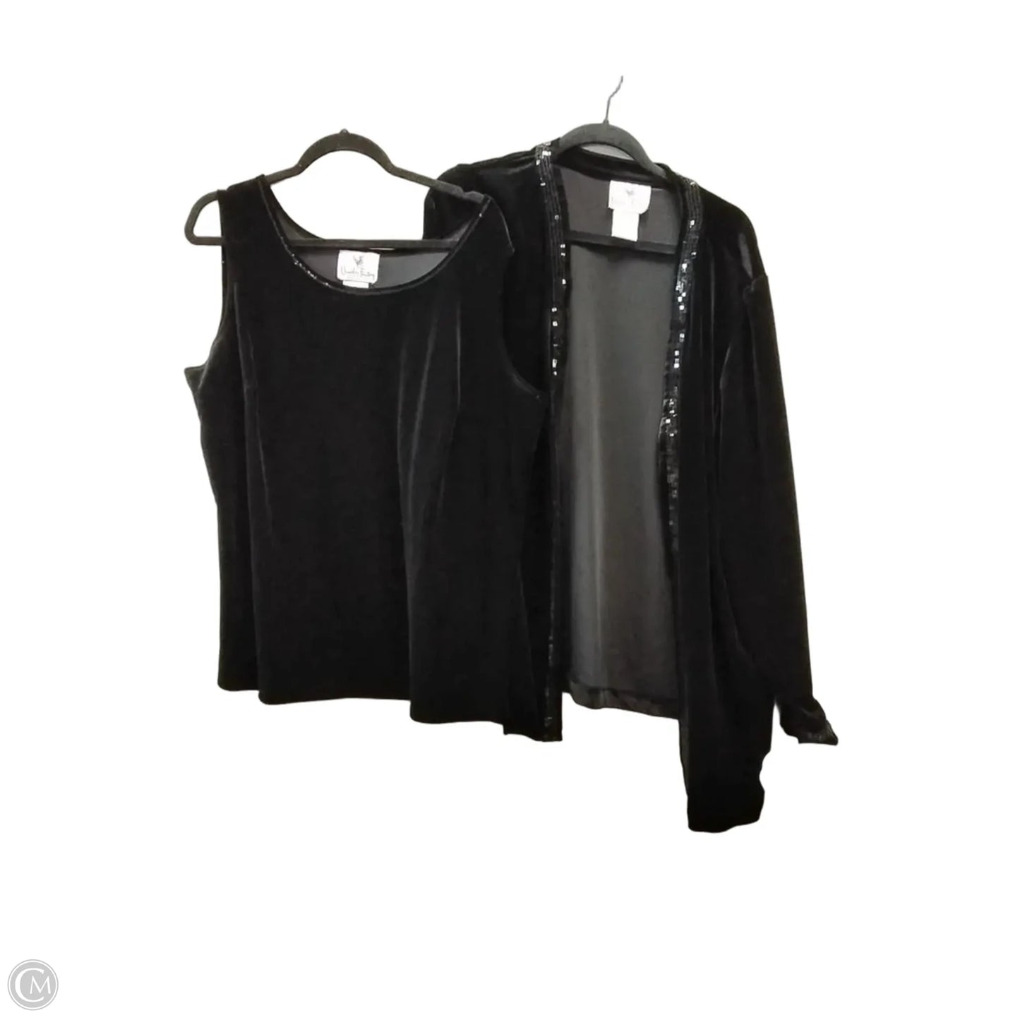 Top 2pc Long Sleeve By Quaker Factory In Black, Size: 1x