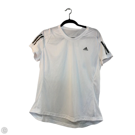 Athletic Top Short Sleeve By Adidas In White, Size: L
