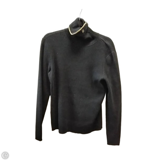 Sweater By Lauren By Ralph Lauren In Black & Gold, Size: Xl
