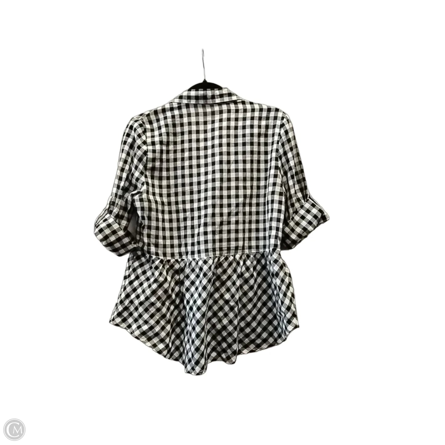 Blouse Long Sleeve By Clothes Mentor In Checkered Pattern, Size: M