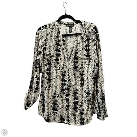 Top Long Sleeve By Inc In Black & White, Size: Xxl