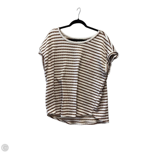 Top Short Sleeve By 24/7 In Brown & Cream, Size: Xl
