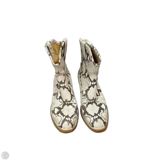 Boots Ankle Heels By Born In Snakeskin Print, Size: 8.5