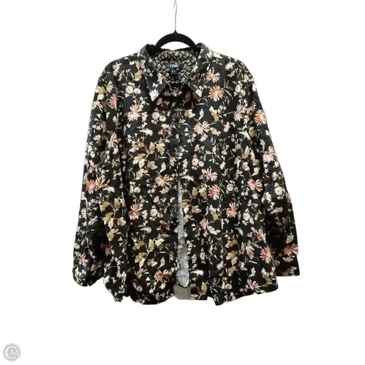 Blouse Long Sleeve By Chaps In Floral Print, Size: 3x