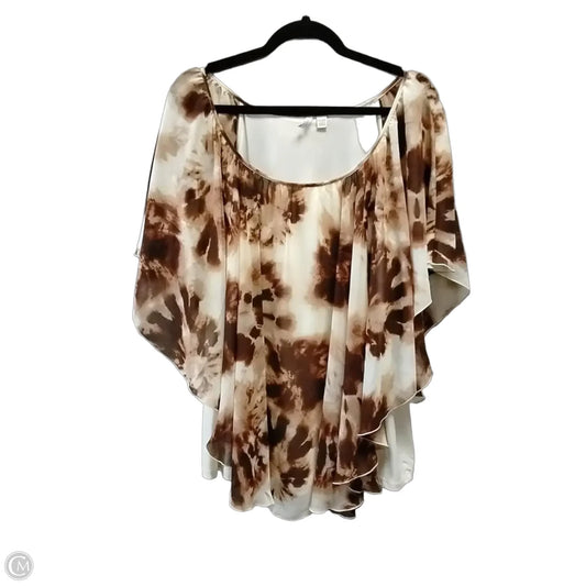 Blouse Short Sleeve By Cato In Brown & Cream, Size: 1x