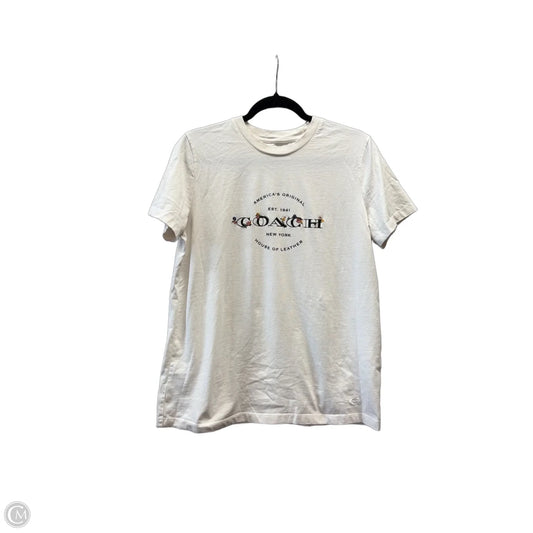 Top Short Sleeve Designer By Coach In White, Size: M