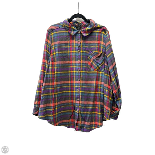 Top Long Sleeve By Torrid In Plaid Pattern, Size: Xl