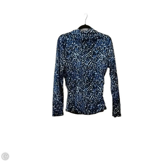 Blouse Long Sleeve By Kenneth Cole Reaction In Geometric Pattern, Size: L