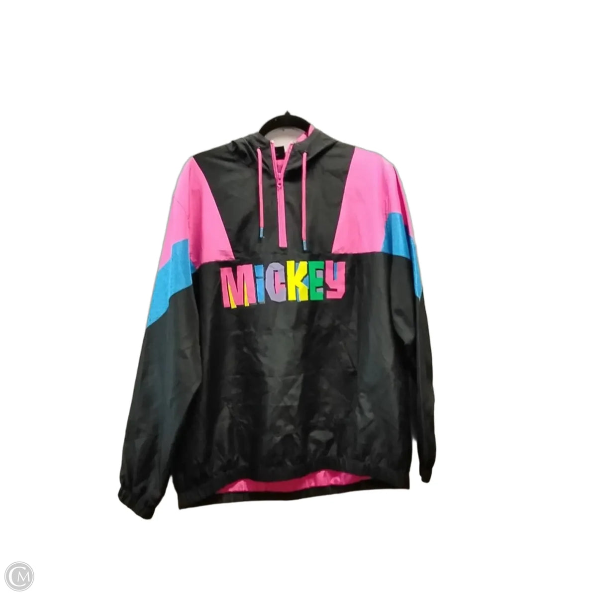 Jacket Windbreaker By Disney In Black & Pink, Size: M