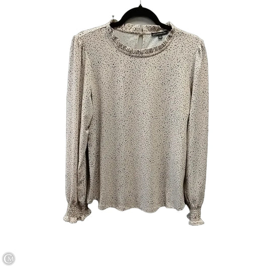 Blouse Long Sleeve By Adrianna Papell In Polkadot Pattern, Size: L