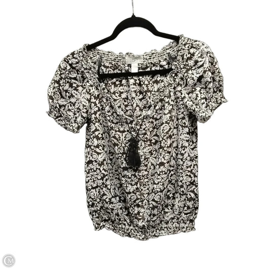 Blouse Short Sleeve By Loft In Brown & White, Size: Xs