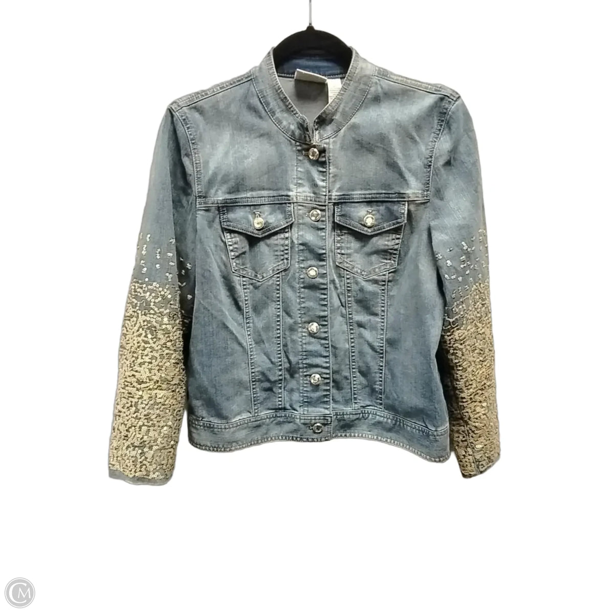 Jacket Denim By Chicos In Blue, Size: S
