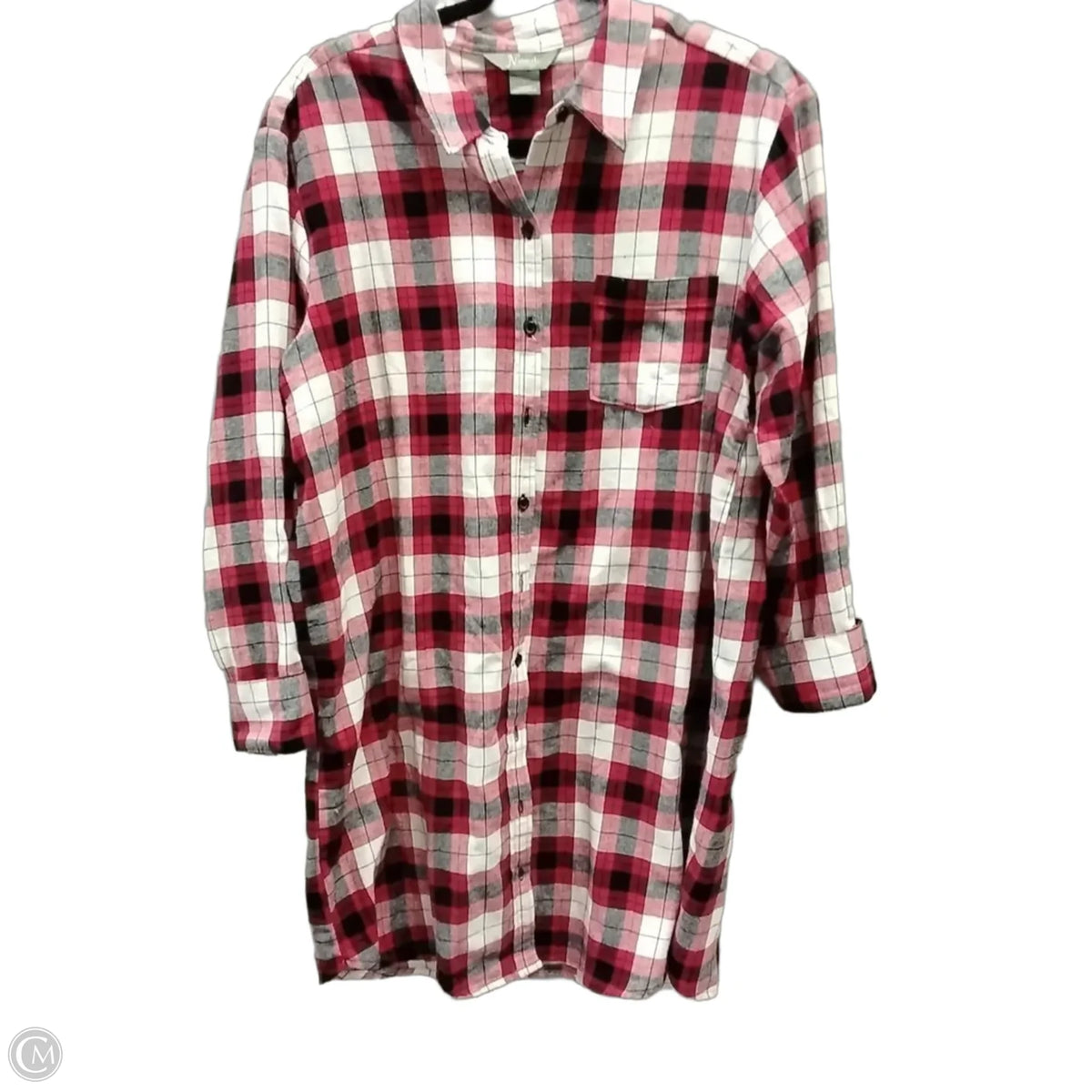 Top Long Sleeve By Natural Reflections In Plaid Pattern, Size: L
