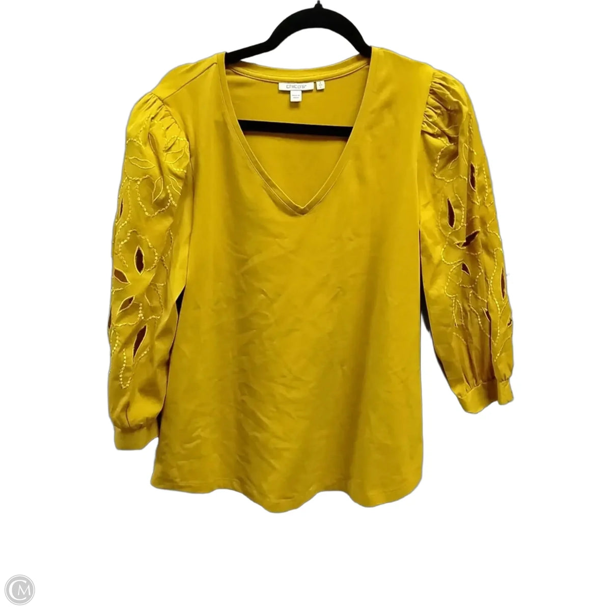 Top Long Sleeve By Chicos In Yellow, Size: L