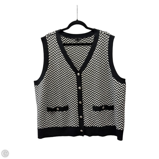 Vest Sweater By Talbots In Black & White, Size: 3x