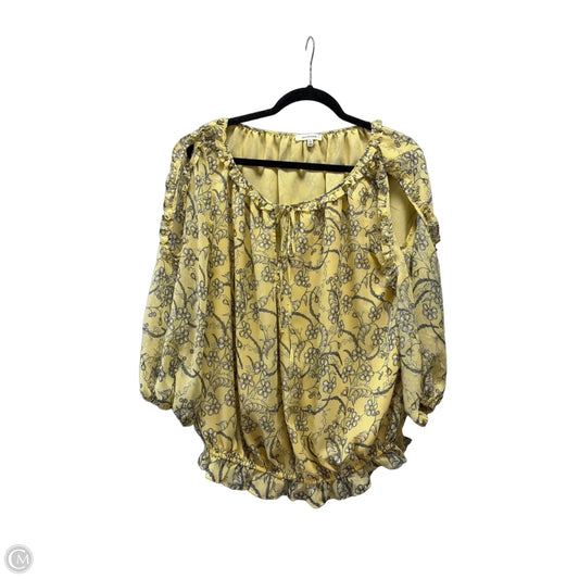 Blouse Long Sleeve By Max Studio In Grey & Yellow, Size: L