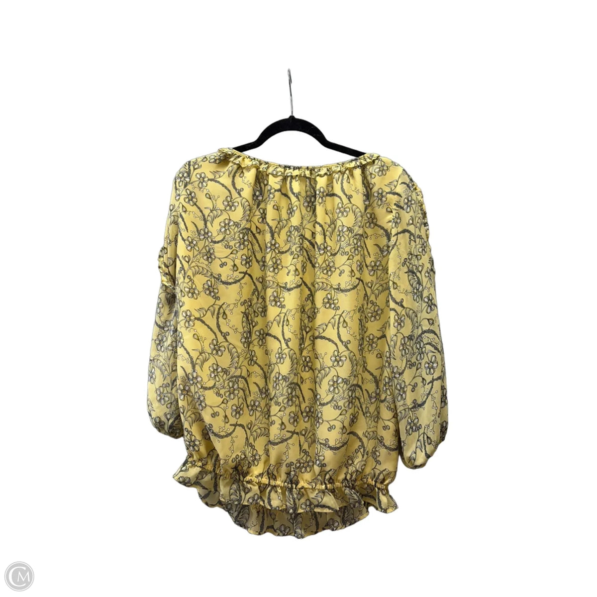 Blouse Long Sleeve By Max Studio In Grey & Yellow, Size: L