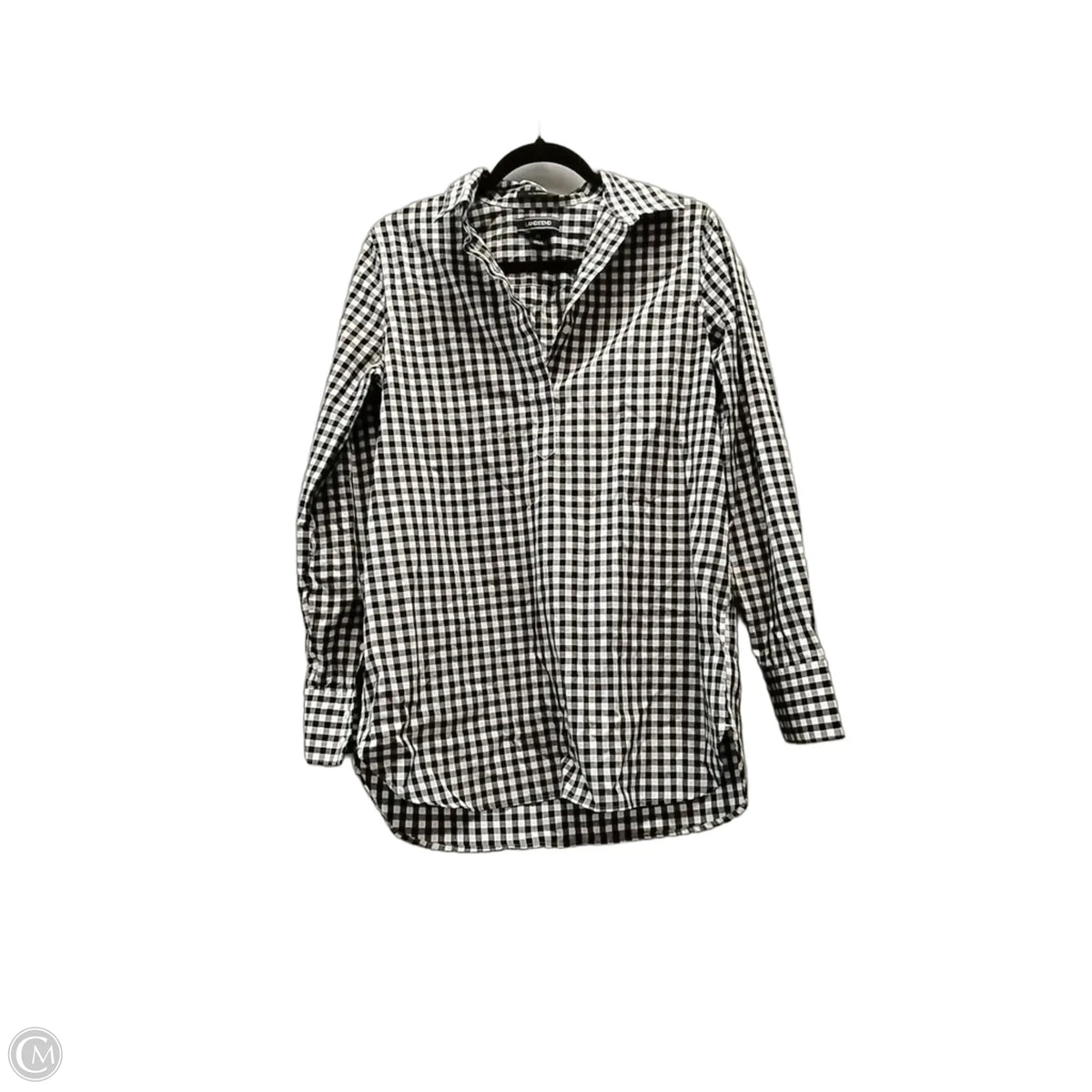 Blouse Long Sleeve By Lands End In Checkered Pattern, Size: S