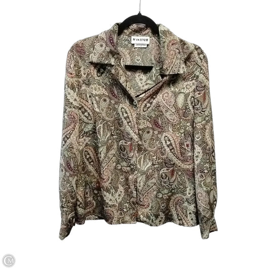 Blouse Long Sleeve By Clothes Mentor In Paisley Print, Size: M