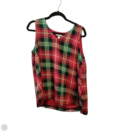 Top Sleeveless By Cato In Plaid Pattern, Size: L