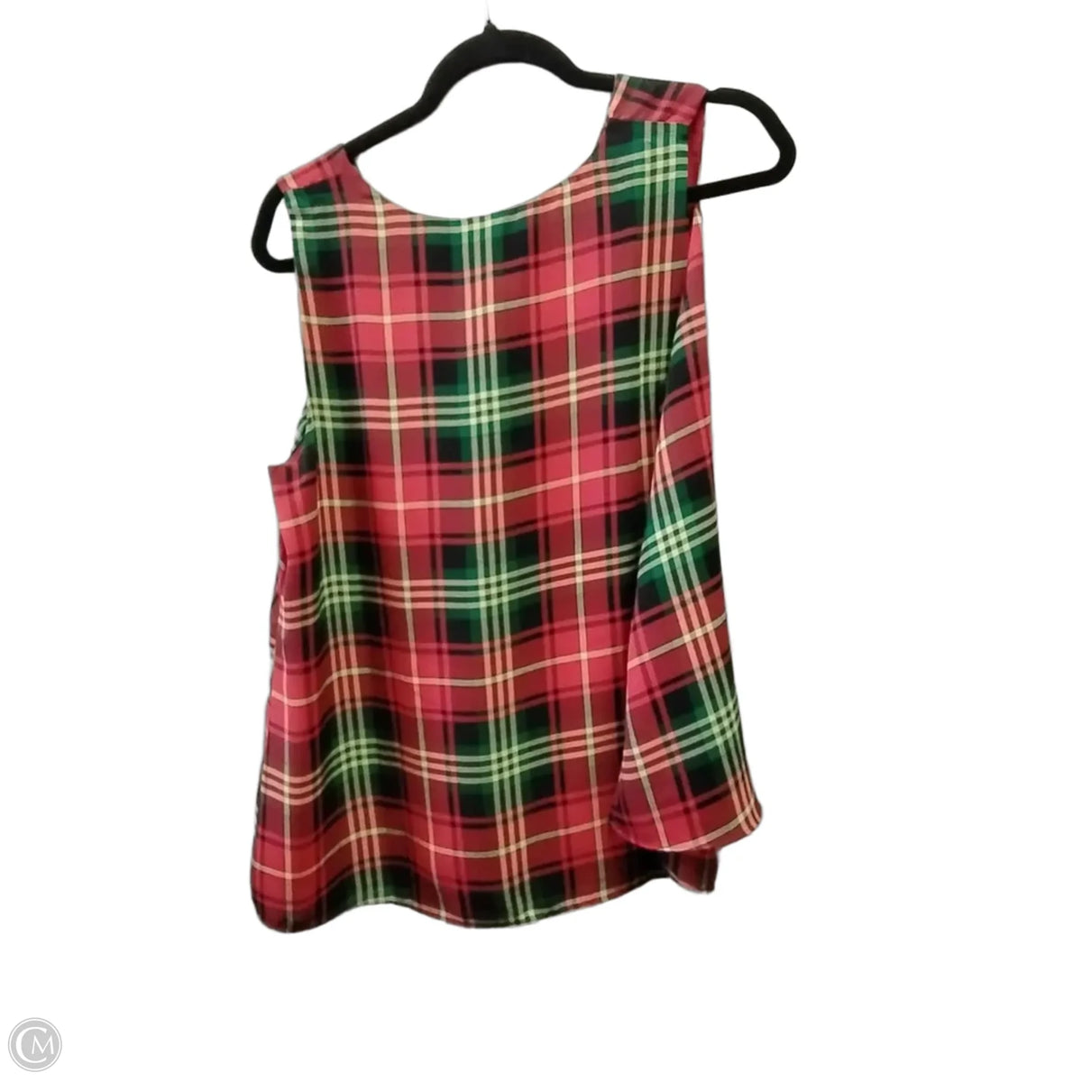 Top Sleeveless By Cato In Plaid Pattern, Size: L