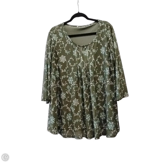 Blouse Long Sleeve By Timeson In Green, Size: 2x