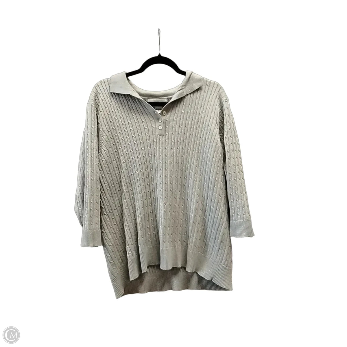 Sweater Short Sleeve By Clothes Mentor In Silver, Size: 2x