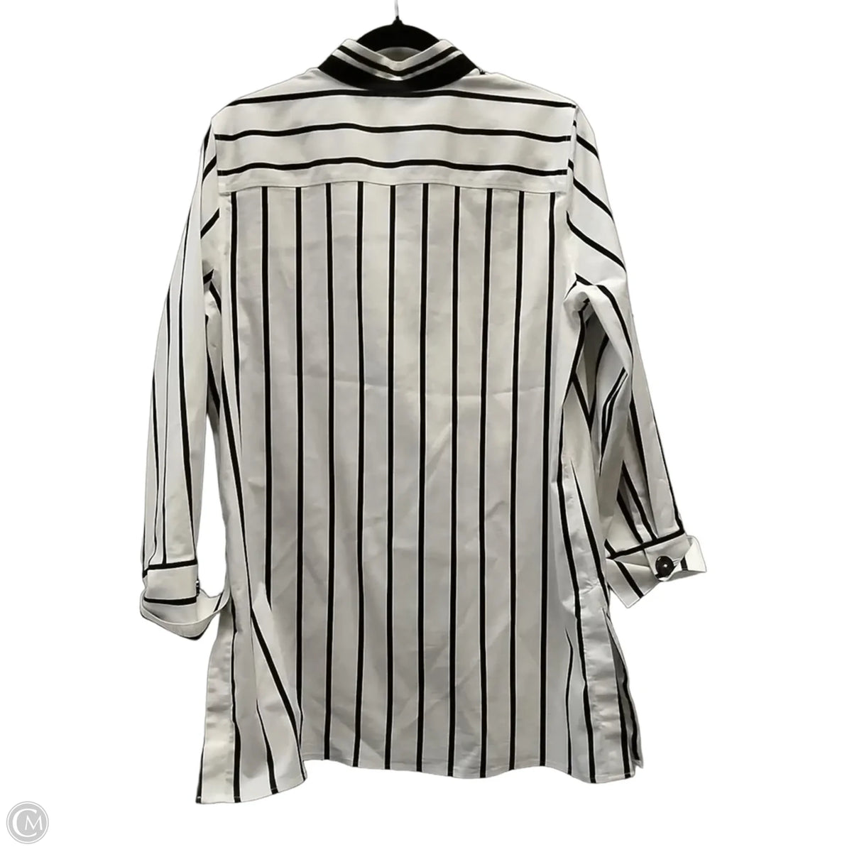 Blouse Long Sleeve By Chicos In Striped Pattern, Size: L