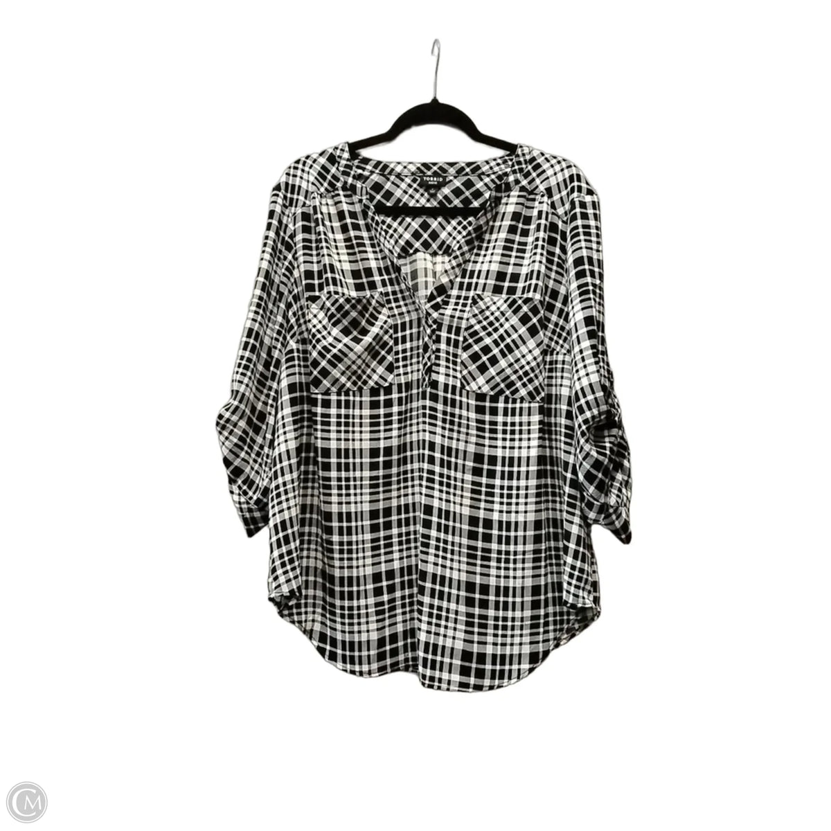Blouse Long Sleeve By Torrid In Black & White, Size: 2x