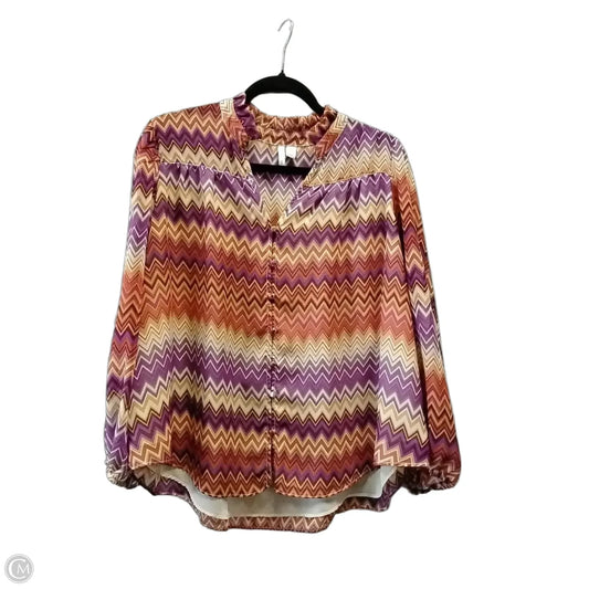 Blouse Long Sleeve By Cato In Multi-colored, Size: L