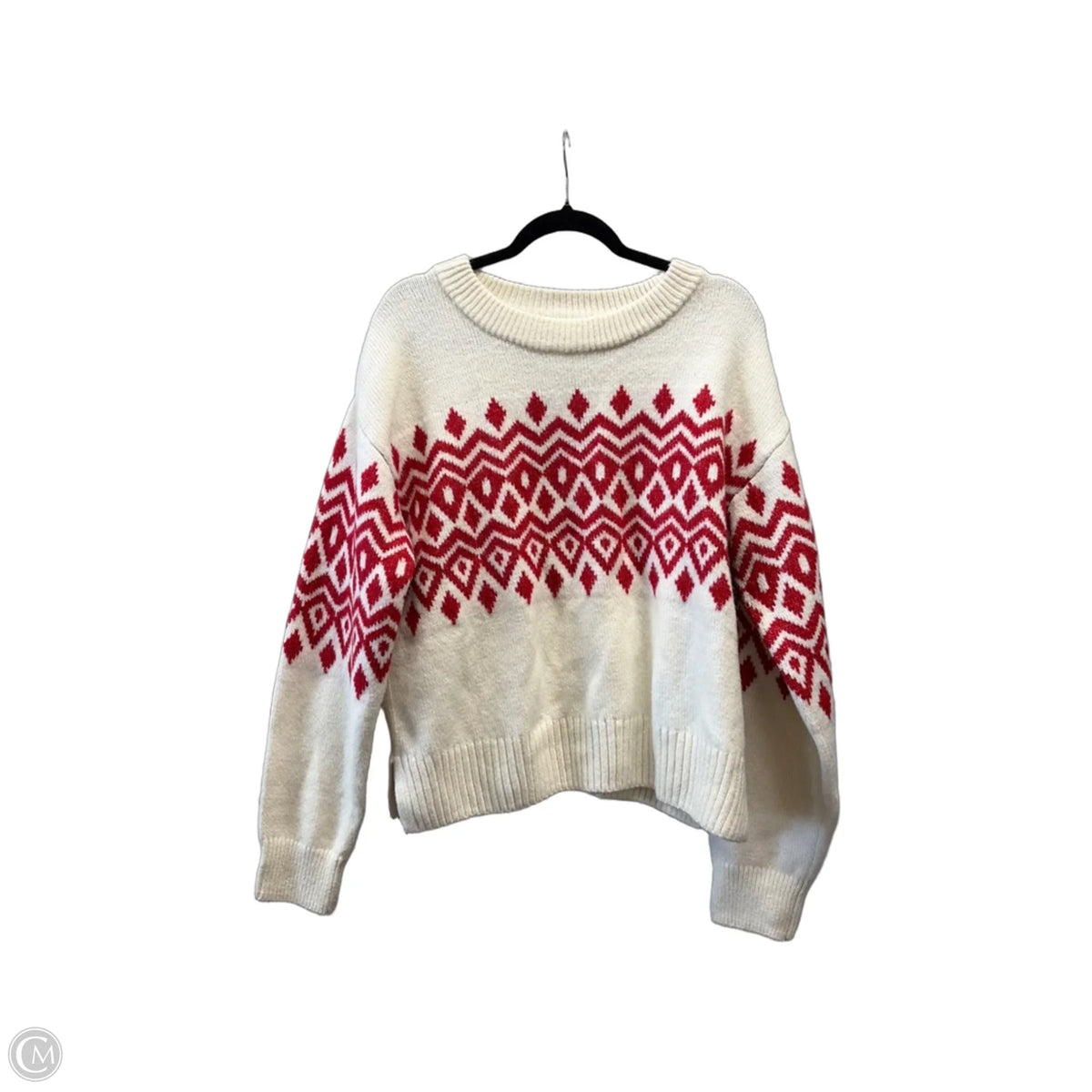 Sweater By H&m In Cream & Red, Size: M