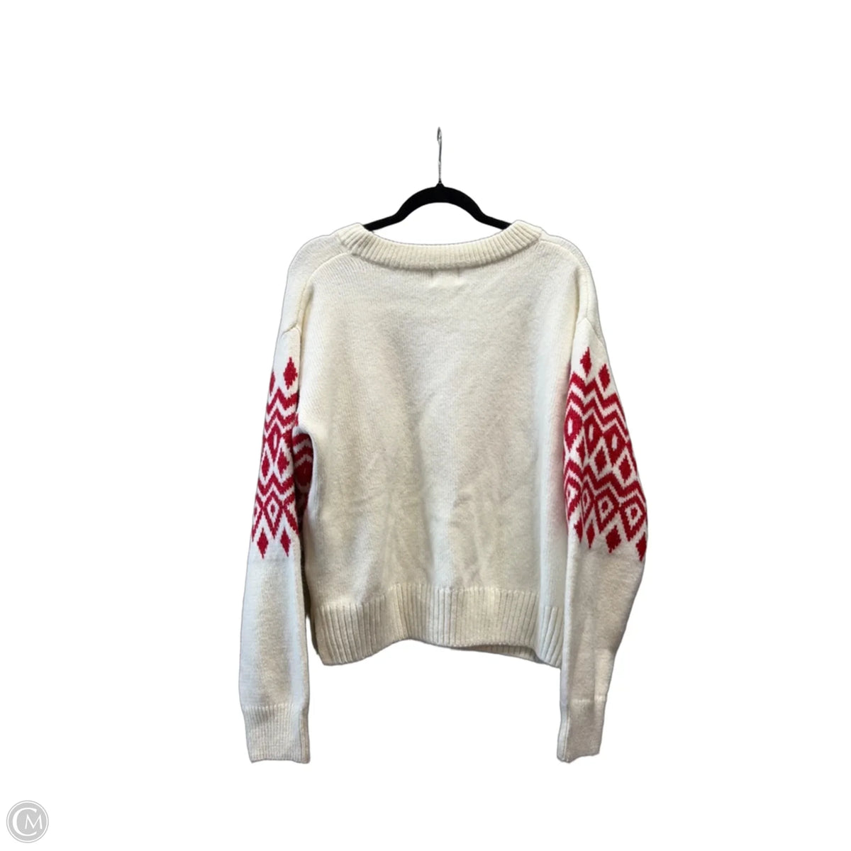 Sweater By H&m In Cream & Red, Size: M