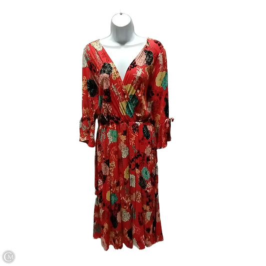 Dress Casual Midi By Clothes Mentor In Floral Print, Size: L