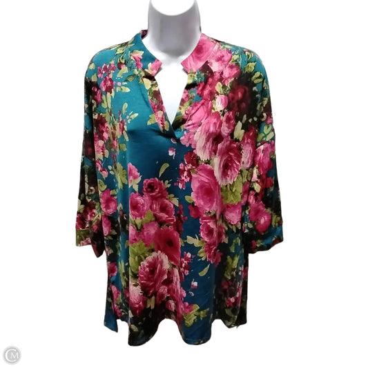 Top Long Sleeve By Honeyme In Floral Print, Size: L
