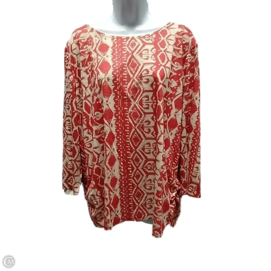 Top Long Sleeve By Elisabeth In Orange & Tan, Size: Xl