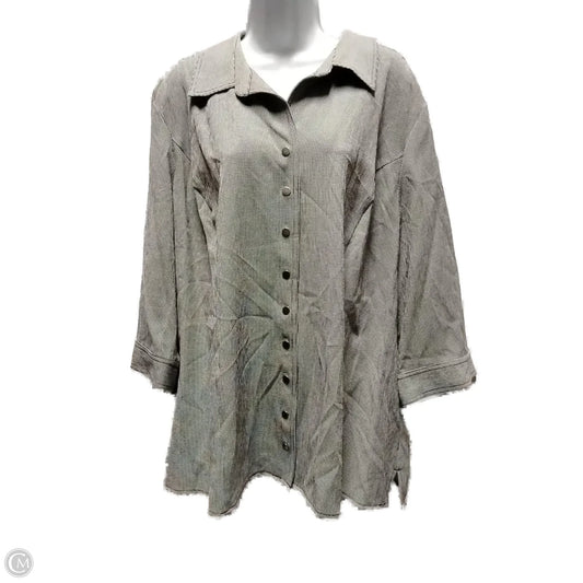 Top Long Sleeve By Cj Banks In Checkered Pattern, Size: 3x