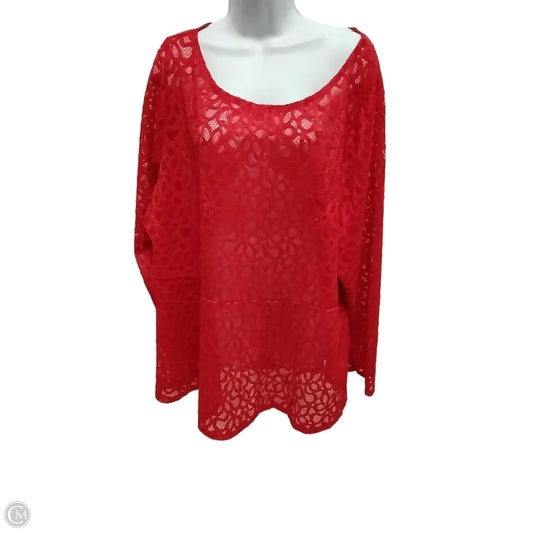Top Long Sleeve By Lane Bryant In Red, Size: 24