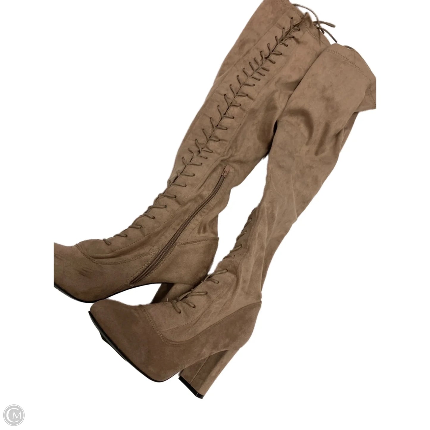 Boots Knee Flats By Clothes Mentor In Brown, Size: 9