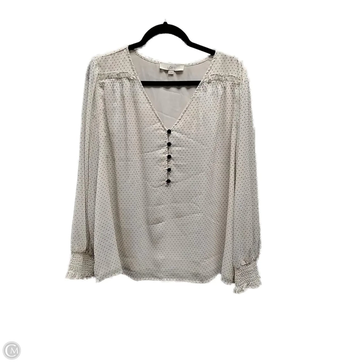 Top Long Sleeve By Loft In Polkadot Pattern, Size: Xl